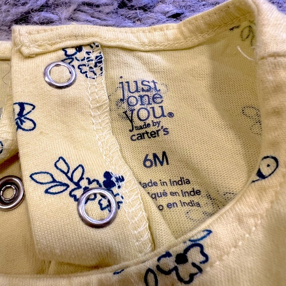Carters Baby Girl Yellow, Navy Floral/Bee Dress 6M GUC - Picture 3 of 5
